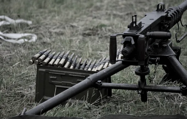 Картинка оружие, пулемёт, станковый, machine gun, Браунинг M2, патронная лента