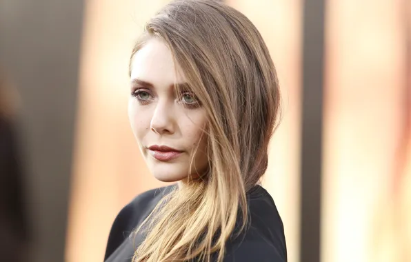 Взгляд, поза, портрет, актриса, hair, Elizabeth Olsen, Элизабет Олсен