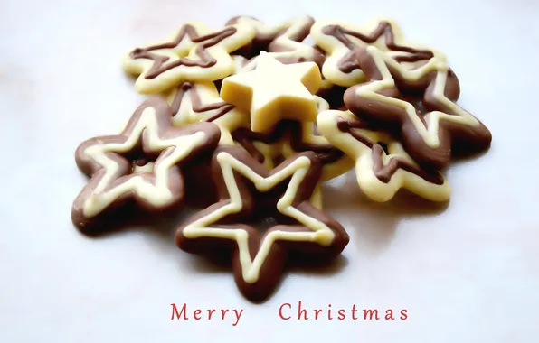 Картинка праздник, шоколад, рождество, звёзды, конфеты