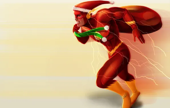 Картинка праздник, новый год, рождество, подарки, мешок, flash, santa, Barry Allen