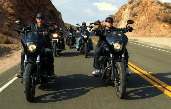 Дорога, байкеры, мото, sons of anarchy, SOA