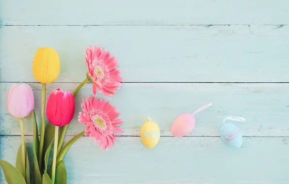 Цветы, яйца, весна, colorful, Пасха, happy, flowers, spring