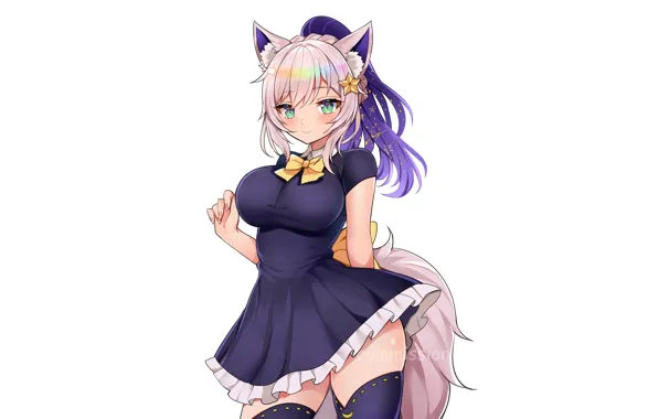 Girl, sexy, thighhighs, long hair, dress, boobs, anime, beautiful