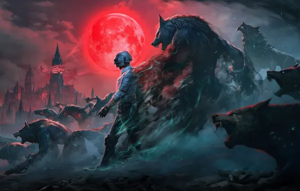 Ночь, игра, монстры, разрушение, руины, game, чудовище, character