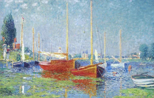 Картинка пейзаж, картина, Клод Моне, Аржантёй. Яхты