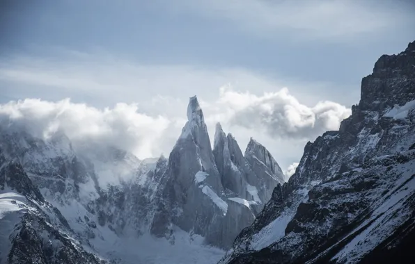 Зима, небо, облака, снег, горы, природа, скалы, Argentina