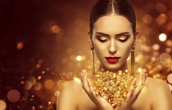 Стиль, макияж, прическа, gold, model, luxury, makeup, jewellery