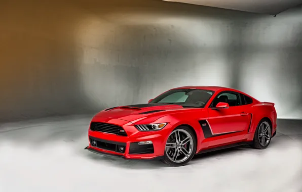 Mustang, Ford, мустанг, Red, форд, крсный, Roush, 2015