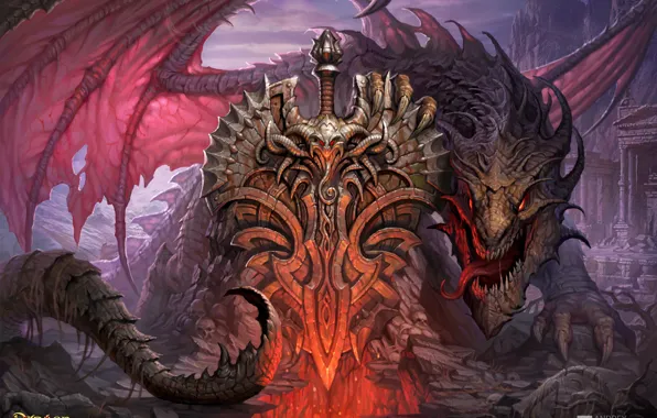 Дракон, арт, герб, Dragon Eternity, Андрей Кузинский, Драконы Вечности