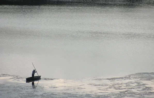 Море, пейзаж, Лодка, став, Лодочник