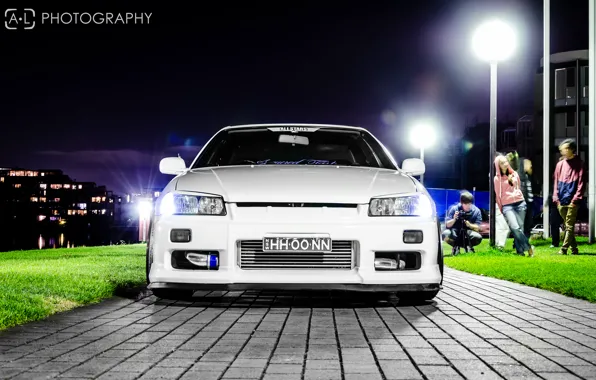 Белый, тюнинг, GT-R, ниссан, передок, Nissan Skyline, R34