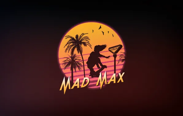 Минимализм, Фон, Арт, Mad Max, 80's, Synth, Retrowave, Synthwave