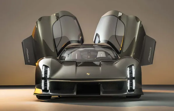 Porsche, concept, концепт, вид спереди, гиперкар, hypercar, поднятые дверцы, Mission X