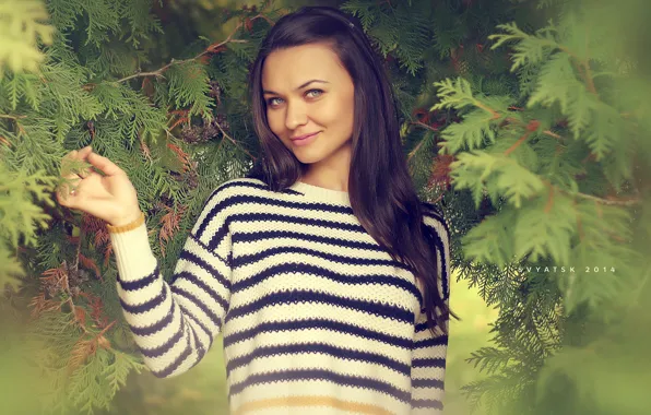 Девушка, улыбка, брюнетка, girl, красивая, голубые глаза, smile, anastasia