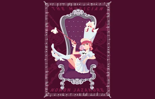 Ноты, кресло, рыжая, пузырь, униформа, кивер, kill la kill, nonon jakuzure