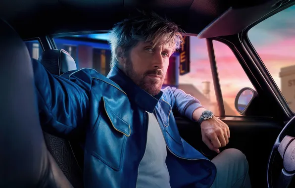 Авто, взгляд, часы, куртка, мужчина, Ryan Gosling, TAG Heuer