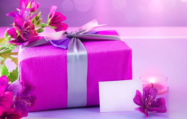 Подарок, свеча, flower, candle, Альстрёмерия, Gifts