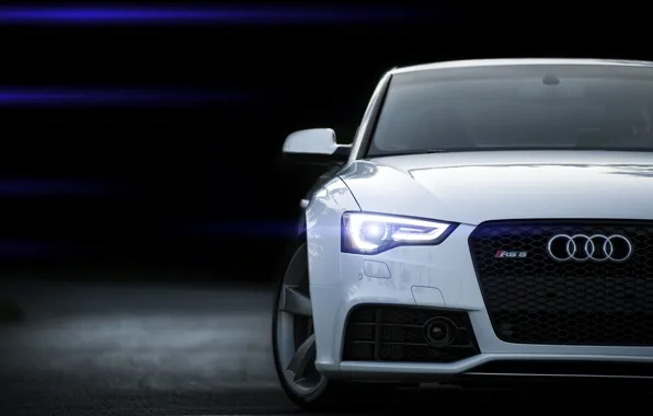 Audi, ауди, белая, white, блик, RS5, front