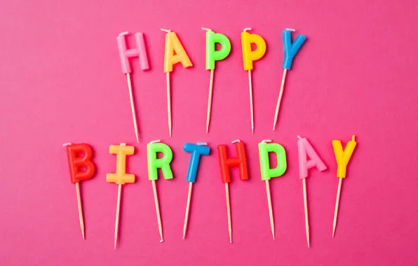 Буквы, свечи, colorful, Happy Birthday, celebration, candles, decoration, letters