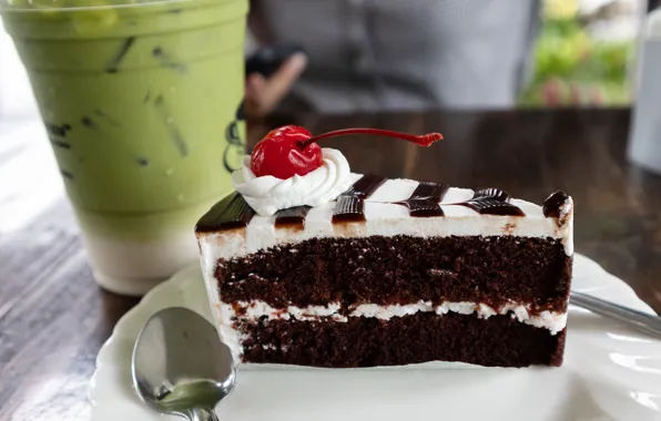 Вишня, пирожное, крем, десерт, ваниль, cream, dessert