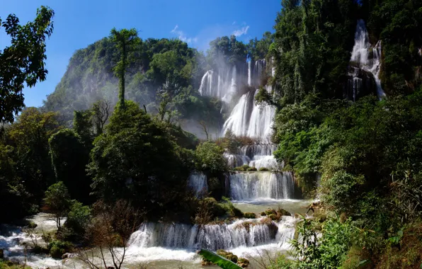 Деревья, водопад, Таиланд, Thailand, каскад, Thi Lo Su Waterfall, Ти Ло Су