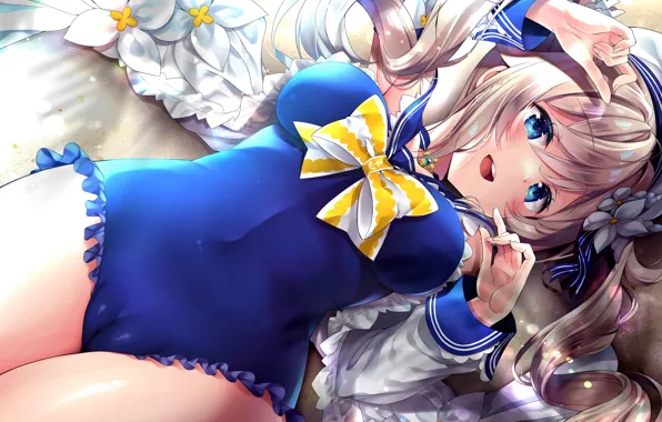 Girl, sexy, long hair, boobs, anime, blue eyes, beautiful, pretty