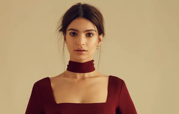 Взгляд, фон, портрет, актриса, шатенка, красотка, Emily Ratajkowski, Эмили Ратаковски