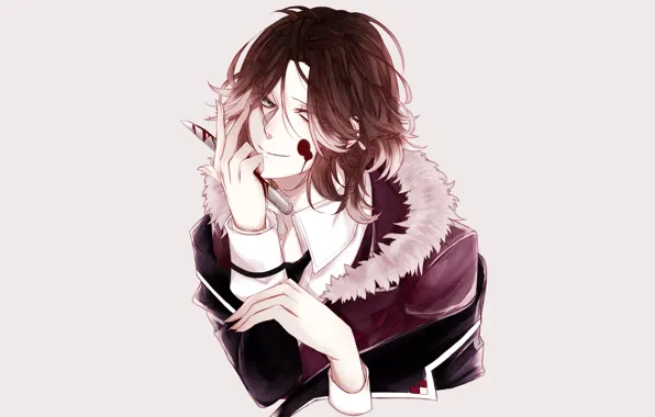 Кровь, аниме, арт, нож, вампир, Diabolik Lovers, дьявольские возлюбленные, Sakamaki Laito