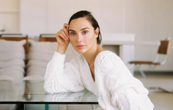 Взгляд, девушка, поза, фото, джемпер, Gal Gadot