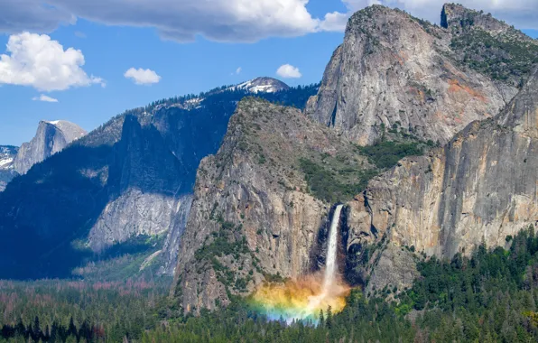 Картинка небо, горы, природа, водопад, красота, Yosemite National Park