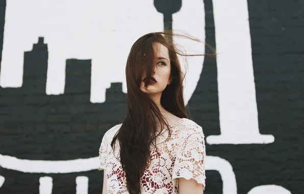 Девушка, ветер, волосы, шатенка