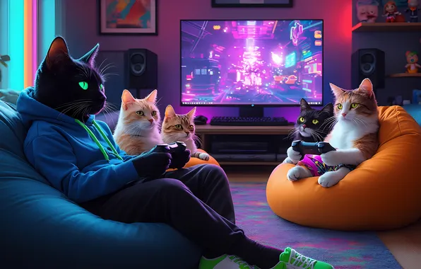 Игры, коты, геймеры, джостики, игроманы
