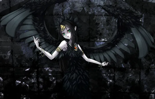 Картинка тьма, отчаяние, ангел, демон, черные крылья, Падший, Fabled grimro yugioh