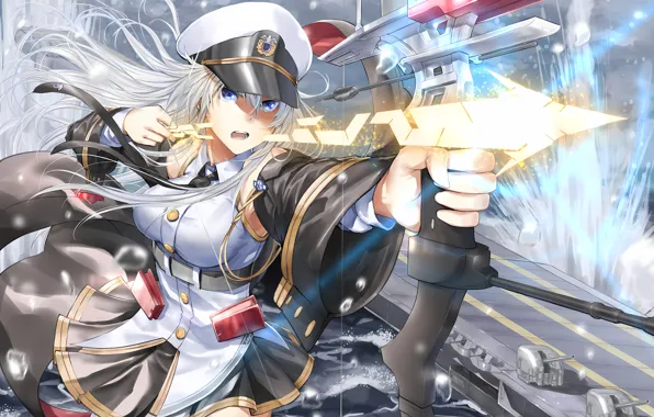 Girl, sexy, Enterprise, long hair, dress, sea, boobs, anime