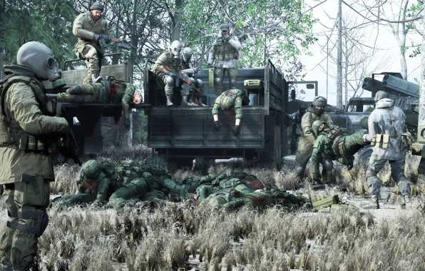 Транспорт, бойцы, выгрузка, раненые, Disposal