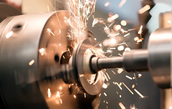 Metal, sparks, lathe, metalworking