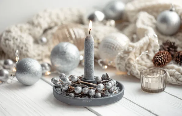 Украшения, шары, свеча, Рождество, Новый год, christmas, vintage, balls