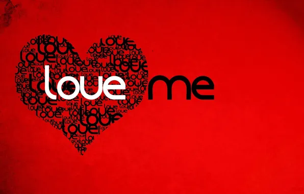 Любовь, Сердце, Красный фон, Love me