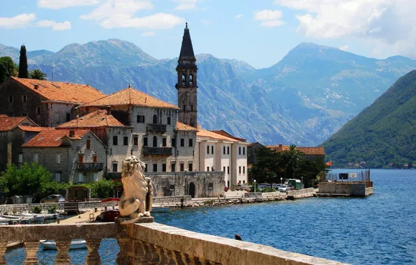 Море, город, Адриатика, Черногория, Пераст
