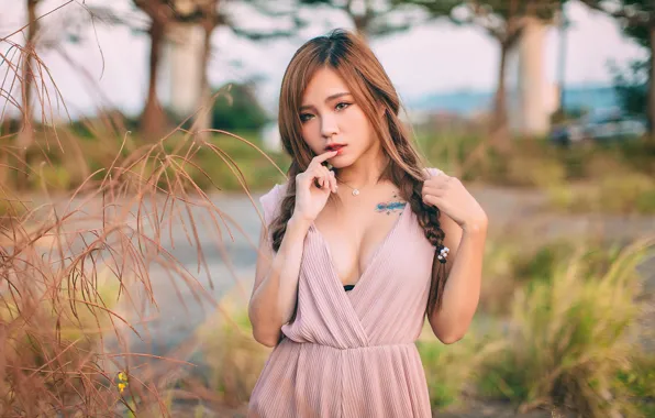 Девушка, азиатка, милашка, боке