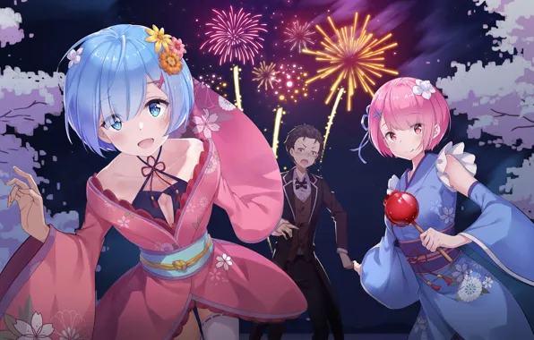 Салюты, С нуля, Рем, Рам, Натсуки Субару, Re Zero Kara Hajimeru Isekai Seikatsu