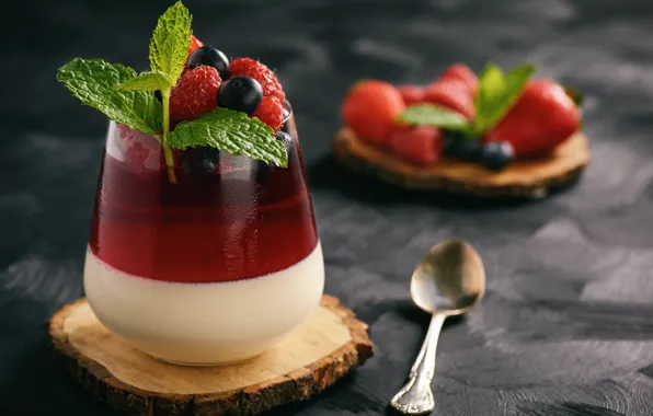 Ягоды, крем, десерт, сладкое, желе, Natasha Breen, panna cotta
