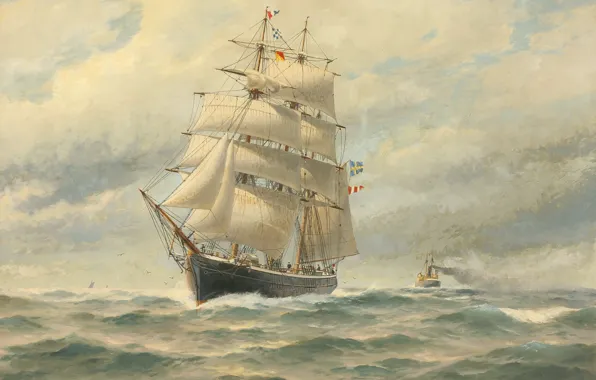 Jacob Hägg, Herman Hägg, Парусный корабль в море