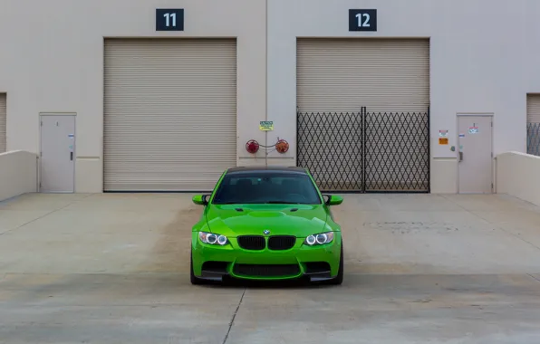 E92, M3, Front view, Java green