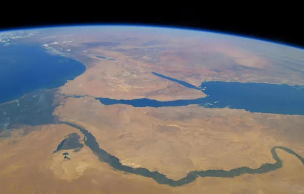 Река, Земля, Африка, Красное море, Синайский полуостров, Нил, Средиземное море