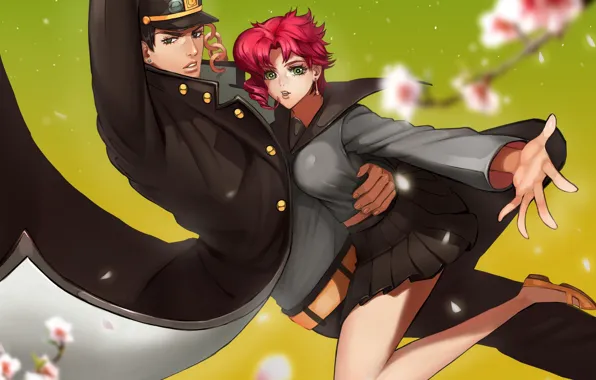 Девушка, арт, пара, парень, jojo's bizarre adventure