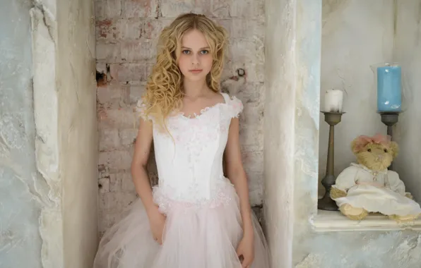 Girl, long hair, dress, beautiful, pretty, attractive, handsome, white dress
