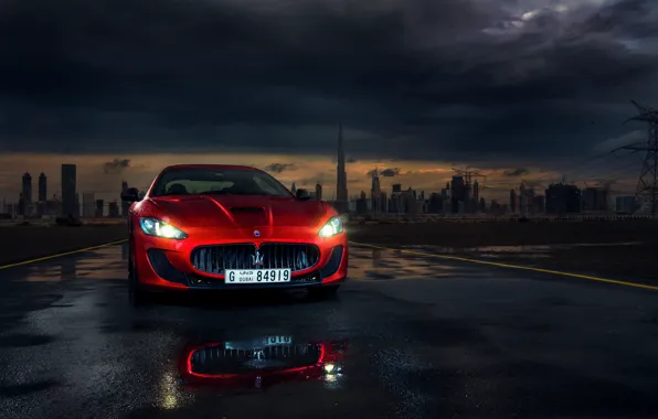Картинка Maserati, Red, Car, Dubai, Front, Sport, Granturismo, Italian