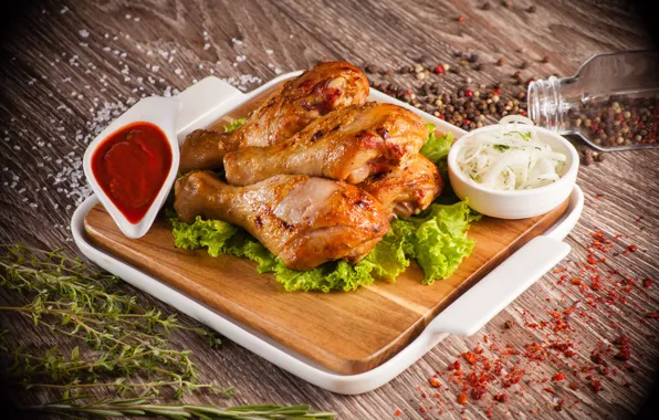 Курица, кетчуп, специи, гриль, chicken, sauces