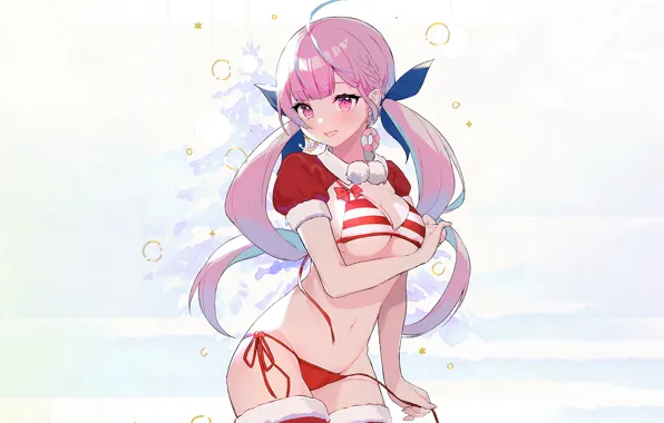 Girl, sexy, cleavage, pink hair, long hair, boobs, anime, beautiful